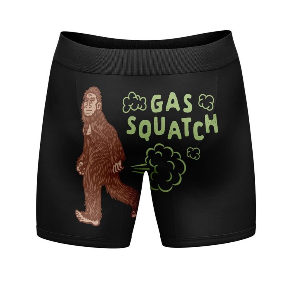 Mens Gas Squatch Boxer Briefs Funny BigFoot Sasquatch Fart Joke Novelty
